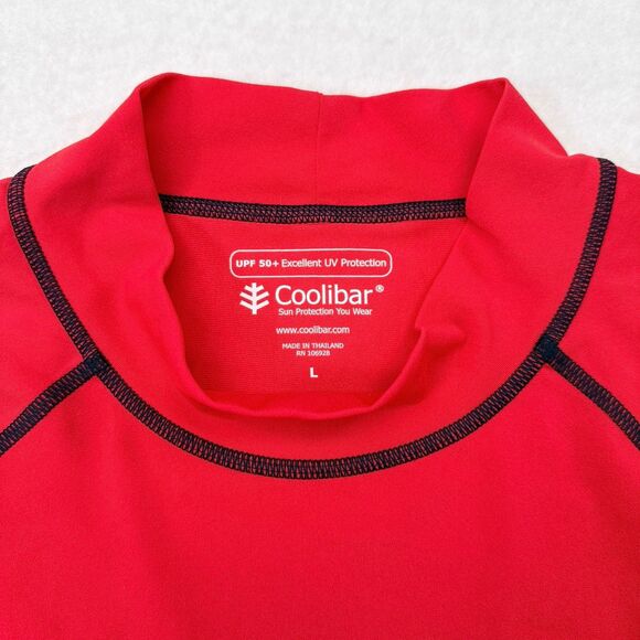 Coolibar Rash Guard Men’s Size Large Red UPF 50 Shirt Surf Swim Sun Beach Pool - Picture 5 of 9
